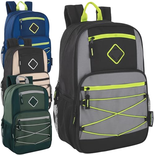 Trail maker Bulk Color Block Laptop Backpacks 24 Pack Wholesale Backpacks in Bulk for Kids Nonprofit (Male Colors Pack)