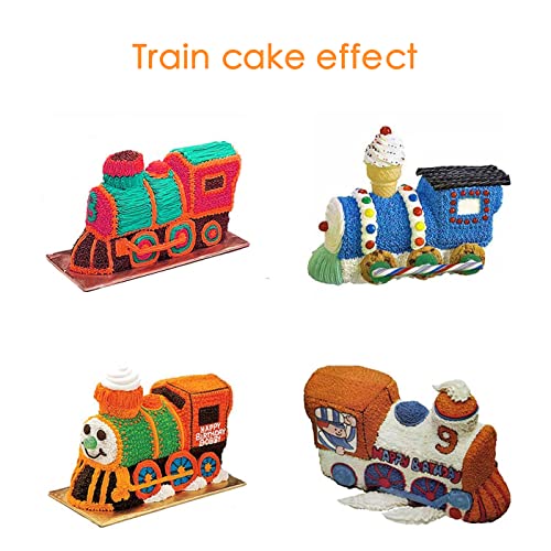 image for Cayanmydery 2 PCS Train Shape Cake Pan Mould, Locomotive Shaped 3D Bir