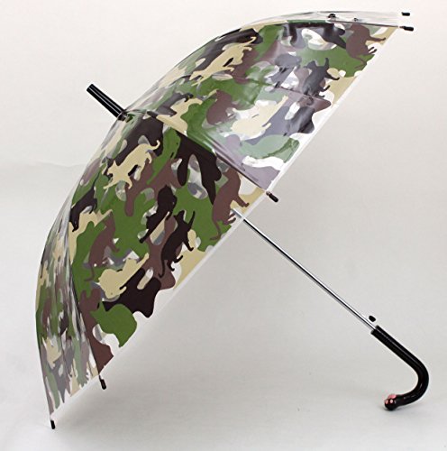 レディース 傘 猫 グッズ 肉球ストッパー 迷彩猫 カモフラ ビニ傘 ビニール傘 グラスファイバー骨使用 女性 傘 婦人 60cm ジャンプ傘 gnocco ニョッコ (グリーン)