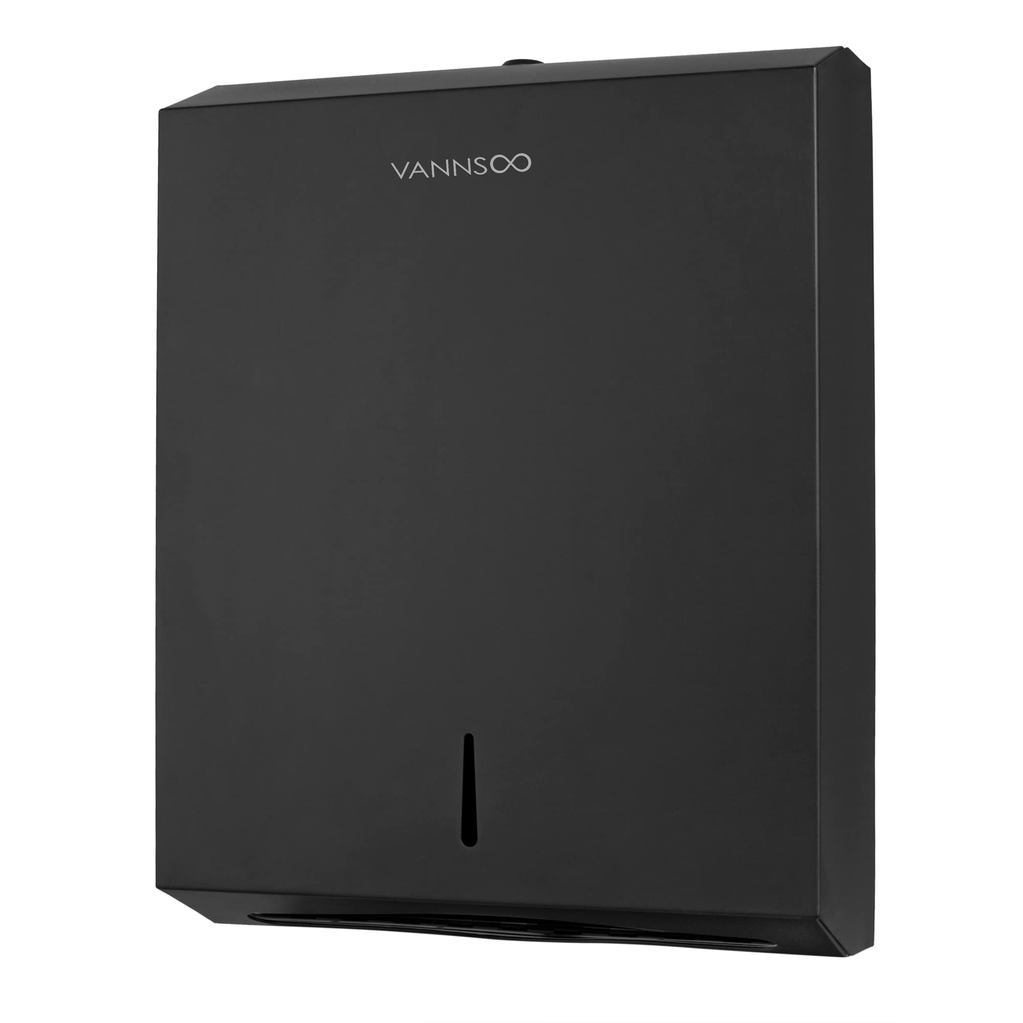 Dispensador de toallas de papel, acero inoxidable comercial, triple pliegue/plegable en C, soporte para toallas de papel, llave de montaje en pared (negro)