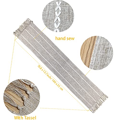 Flpyard Braided Farmhouse Table Runner Vintage Woven Table Runner Cotton Linen Table Decorations With Tassel For Dining Party Holiday 13" By 70" Inches #TOP2