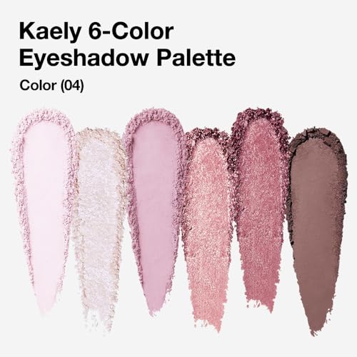 evpct 6 Colors Pink Eyeshadow Palette, Nude Pink Plum Mauve Champagne Rose Orchid Wine Red Glitter Shimmer Matte High Pigment Mini Travel Eye Shadow Palette Makeup for Older Women, Built in Mirror - Thumbnail 3