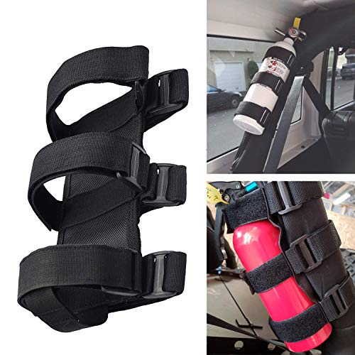 Linkstyle Jeep Fire Extinguisher Mount Holder 3 lb, Adjustable Roll Bar Compatible with Jeep Wrangler, Unlimited, CJ, JK, JKU, JL, JLU, TJ, Rubicon, Sahara, Sport
