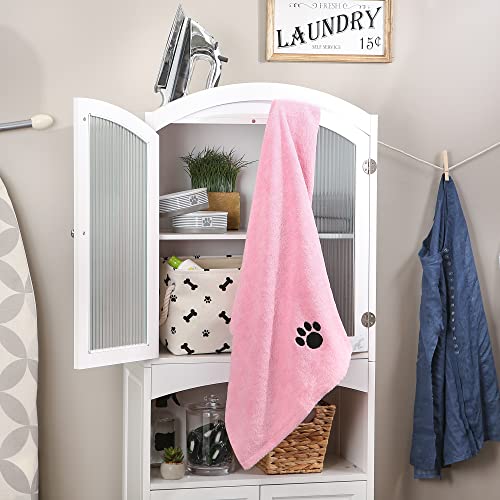 Image of Bone Dry Pet Grooming Microfiber Towel, Embroidered Collection, X-Large,41x23.5 inch, Pink