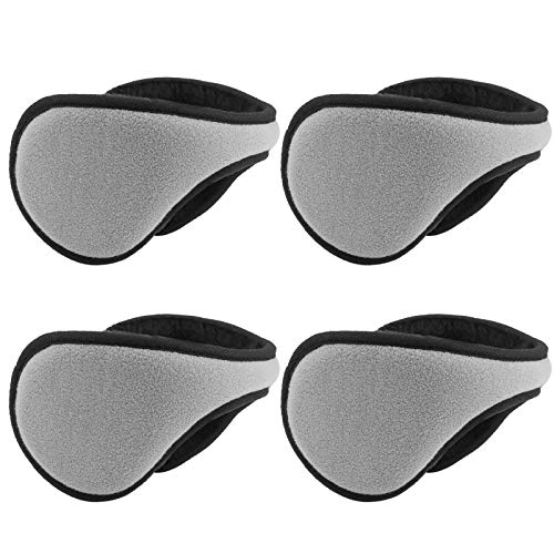 Metog Unisex 4in1 Pack Ear Warmers Polar Fleece/kints Winter EarMuffs 4 Pack Gray
