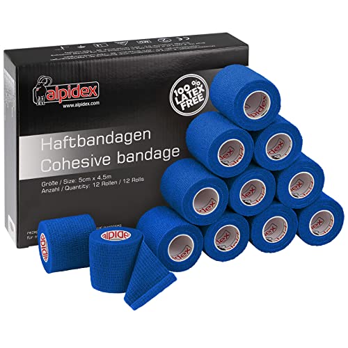 ALPIDEX 12 Rollos Venda Autoadhesiva Elástica 5 cm x 4,5 m Cohesiva