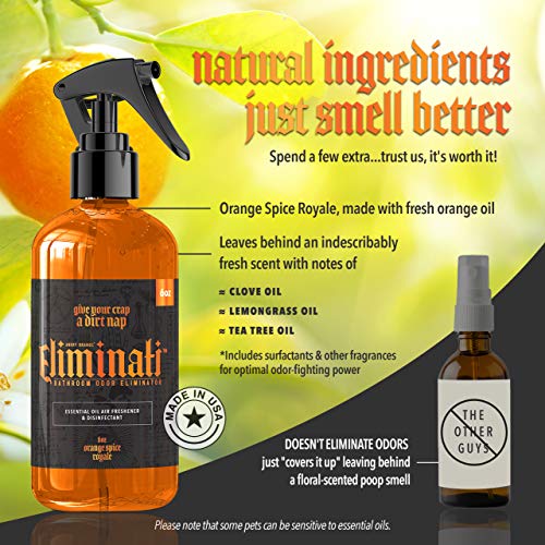 Eliminati Toilet & Bathroom Spray - 6oz Orange Spice Royale Scented Room Air Freshener & Odor Eliminator - Pre Poop Citrus like Potpourri Spray - Use For Poo, Pets, or Home - By Angry Orange - Thumbnail 3
