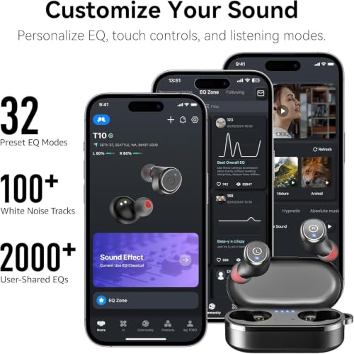 TOZO T10 Wireless Earbuds Powerful Bass Stereo Wireless Charging, APP, IPX8 - image 6