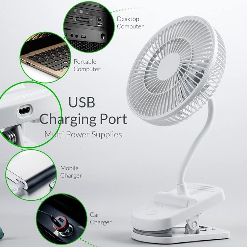 Clip Fan Portable USB Stroller Fans With 4 Speeds Quiet Clip On Mini Table Fan 360Degree Rotatable Battery Operated