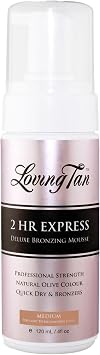 Loving Tan 2 HR Express Mousse (4FL Oz) + Face Tan (1.6Oz), Medium - Streak Free, Natural looking, Professional Strength Sunless Tanner - Cruelty Free, Naturally Derived DHA