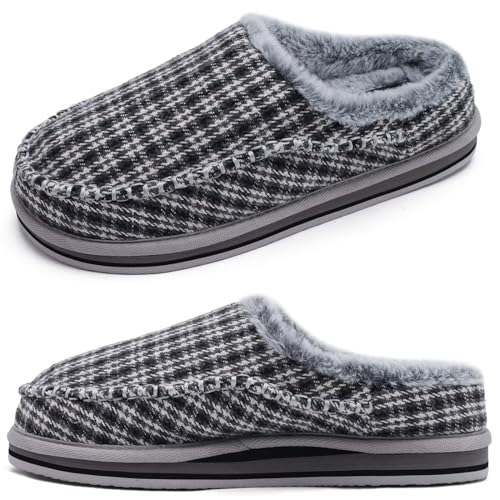 Image of KuaiLu Mens Slippers Orthopedic Arch Support Suede Fluff Plush Home Shoes | Comfortable Plantar Fasciitis Slip-on Bedroom Warm House Garden Footwear Fuzzy Clogs Slippers Indoor Outdoor Pantuflas