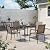 LAUSAINT HOME 5 Pieces Outdoor Dining Set, Patio Furniture Set of 4 Chairs with Square Metal Slatted Table with Umbrella Hole, Conversation Set for Backyard, Garden, and Poolside