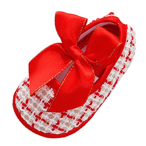 Baby Infant Boy Girl Sandals Shoes First Walking Shoes Bow Non-Slip Soft Sole Flat Shoes Lightweight (Red, 12 Infant)