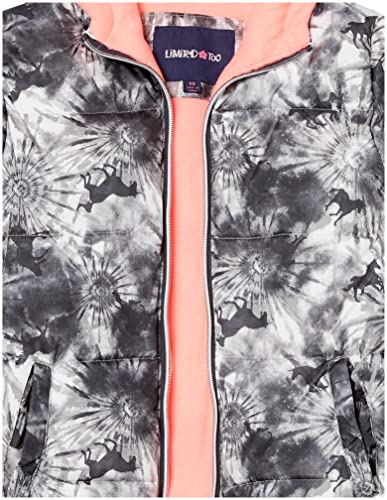 Limited Too Girls' Printed Hooded Puffer Jacket, Grey Tie Dye Unicorn, 4T #TOP2