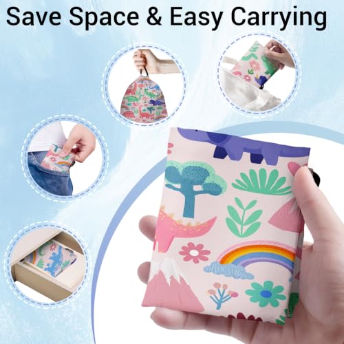 Image of Dinosaur Storage Bag With Drawstring Portable Pouch for Headphones iPad Shoes Toys