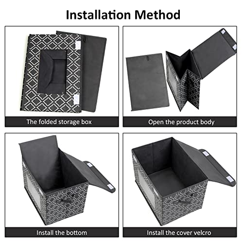 4 Pack Storage Bins With Lids And Clear Window, 17" X 12" X 12" Fabric Storage Cube Boxes Organizer Baskets For Home Nursery Bedroom Shelf Closet (Gray) #TOP5