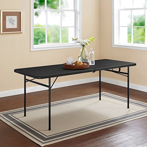 Mainstays 6 Foot Bi-Fold Plastic Folding Table, Black - Image 3