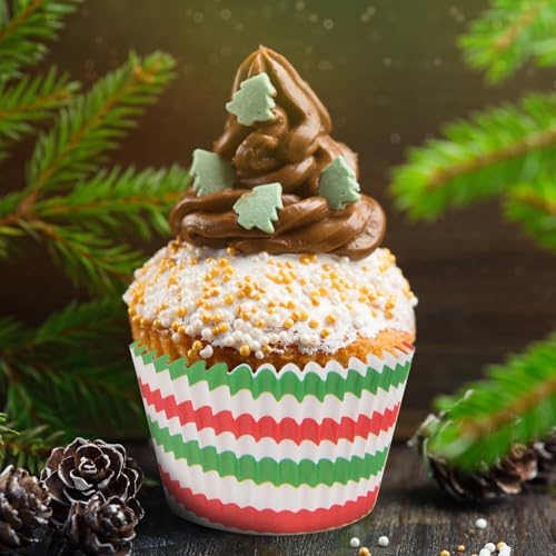 Image of 600 Pack Christmas Candy Cupcake Liners Wrappers Baking Cups Santa Holiday Paper Wraps Muffin Liners for Xmas Birthday Party Candy Cake Decorations Supplies(12 Styles)