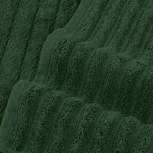 Image of Elegant Comfort 100% Turkish Cotton Corduroy Ribbed Luxury Bath Towels 6-Piece Set, Premium Feel - Quick Dry, Highly Absorbent, Contains 2 Bath Towels, 2 Hand Towels, and 2 Washcloths, Hunter Green