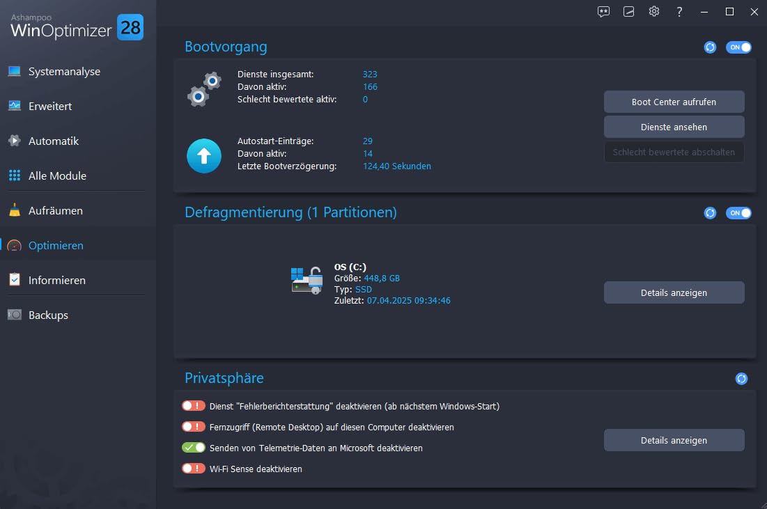 WinOptimizer 28 - 3 USER Lizenz - Tuning für Windows 11 10 - unbegrenzte Laufzeit - Sicher, Sauber, Schnell