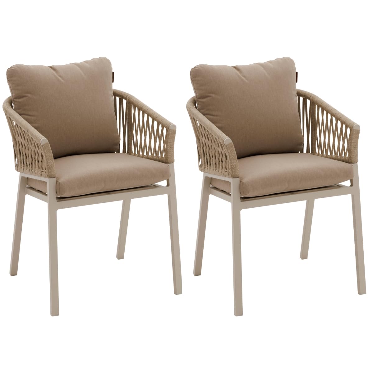 Hespéride - Juego de 2 sillones de jardín Oriengo Beige y Arcilla, Tejido Resistente al óxido e hidrófugo, Cojines desenfundables, mobiliario para terraza y balcón