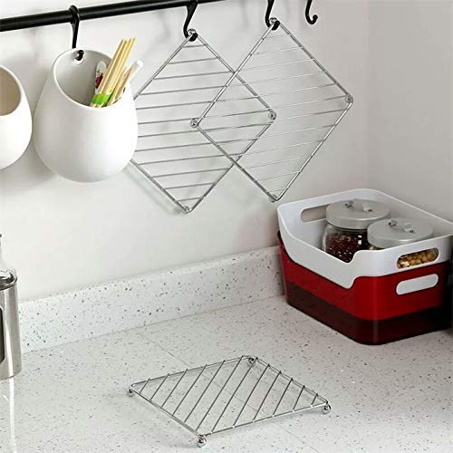 Image of Xmart India Square Stainless Steel Kitchen Hot Mat - Medium Size Hot Utensil Stand, Hot Pot Stand, Heat-Resistant Hot Mat for Dining Table & Kitchen (2 Pcs)