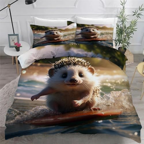 Housse de couette 200x200 microfibre douce avec fermeture éclair modèle parure hérisson - 6