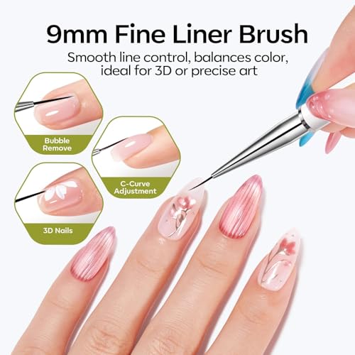 modelones Cateye Gel Polish Nail Magnet Set, 6PCS Cat Eye Magnet Tool with Liner Nail Brush for Gel Swirl Nails Strong Magnetic Nail Art Wand, Glass Bead& French Tip for DIY Nail Lovers — view 4