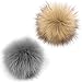 2 Pièces Fausse Fourrure Pom Poms Pompons Avec Boucle Élastique Pour Tricoter Chapeaux Chaussures Foulards Sacs Porte-Clés Bricolage Artisanat Accessoires 4in Gris Foncé + Couleur Naturelle