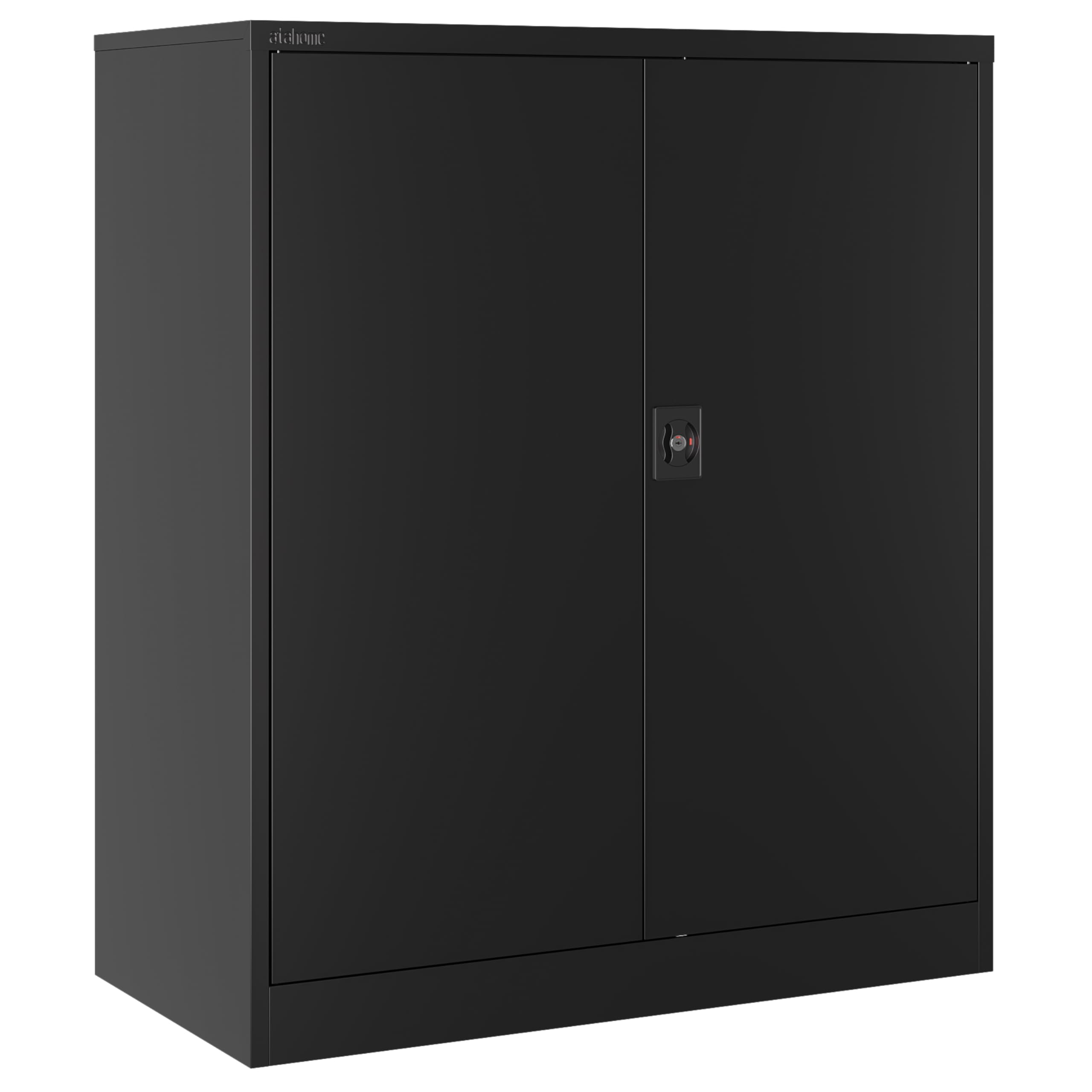 Atahome Metal Cabinet Storage Cupboard Lockable Steel Cabinet Locking Doors, 2 Adjustable Shelves – Home, Office, Garage, Kitchen or Pantry, 90 x 80 x 40 cm (H x W x D) Pergamon (Pergamon, Black) — image 1