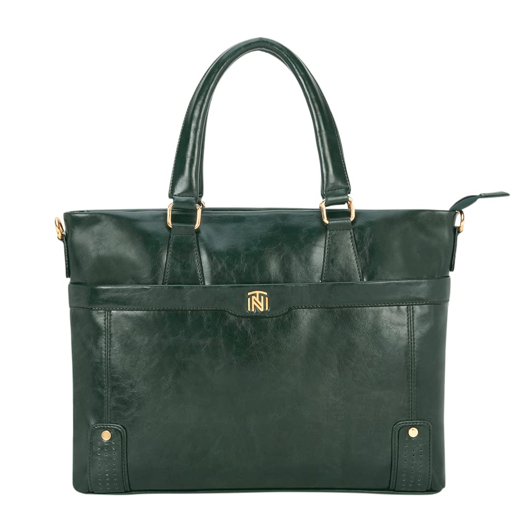 INIT Blair PU Leather Ladies Office Handbag with Laptop Compartment and Zip Closure (DARK GREEN) (B0C1ZG55MP) Amazon Price History, Amazon Price Tracker