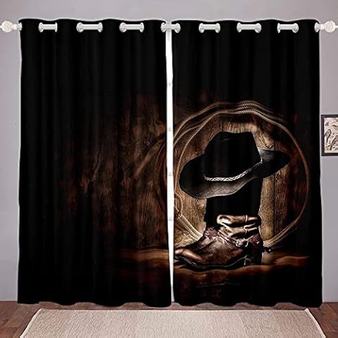 Exotic Retro Blackout Curtains with Hat Pattern Cover