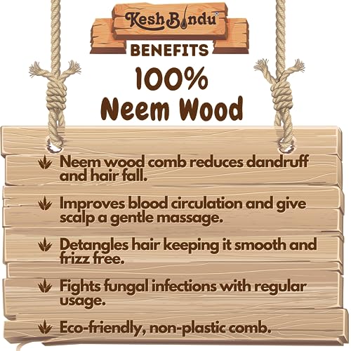 Image of Handmade Kacchi Neem Wooden Comb For Men & Women Detangling, Frizz Control & Shine, Suited For All Hair Diffrent Type of Kangi Combo Pack 4pis (Handle + Wide Tooth + Tel + Dual Tooth)
