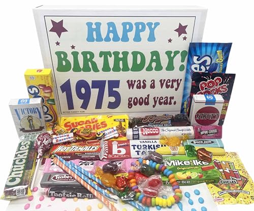 RETRO CANDY YUM ~ 1975 50th Birthday Gift Box Assortment of Nostalgic Candy from Childhood...