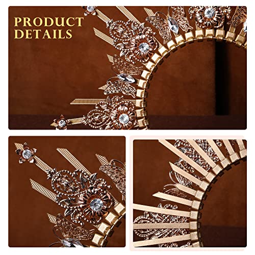 COSUCOS Gold Halo Crown Headpiece Spiked Headband Sunburst Headdress Goddess Crowns Wedding Photoshoot Cosplay Butterfly Accessories Pageant Festival Costmue Renaissance