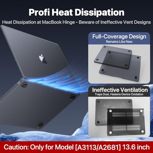 Image of Soonjet for MacBook Air 13 Inch Case M5-M2 2026-2022, Black Hard Shell | Easy to Snap On, Closes Seamlessly, Scratch Resistant, Non-Slip Pads, Includes Keyboard Cover, for A3449 A3240 A3113 A2681