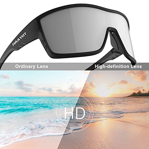 Haayot Polarized Sports Sunglasses For Men Women,Cycling Baseball Fishing Running Biking Mtb Glasses With 5 Interchangeable Lenses Black Silver #TOP2