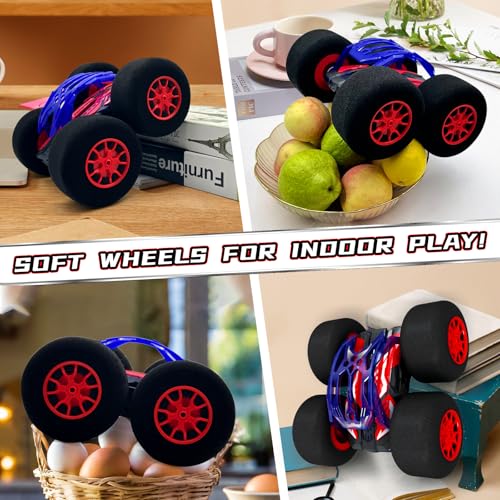Image of pinkking Stunt Remote Control Car with Oversized Sponge Tires Outdoor Indoor RC Car 2.4GHz Electric Race Stunt Vehicle Toy Double Sided 360 Rolling Rotating Driving Car for Kids Boys Girls Gift