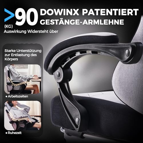 Sedia da gaming in tessuto con cuscino primaverile, supporto lombare per ufficio, con poggiapiedi per adulti, ergonomica, grande e alta, per Office Gaming, grigio - Sedia gaming - Immagine 6