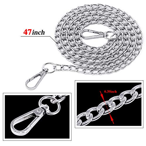 Swpeet S832 3Pcs Sliver Luxury Fashion 47 Inche Replacement Flat Chain Strap with Buckles Set - Image 2