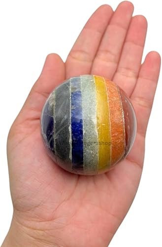 Miniatura 3 de GEMSCITE Esfera de bola de piedras preciosas natural de turmalina negra de 1.969-2.165in + soporte tallado a mano de cristal curativo, enfoque