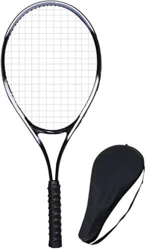 Raqueta de tenis con bolsa de transporte y cuerdas de nailon para actividades al aire libre 27 pulgadas, color negro