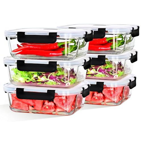 LNWSN Lot de 2 boîtes de conservation en verre avec couvercle, réutilisables, hermétiques, anti-fuite, pour cuisine et restaurant, 1040 ml, sans BPA