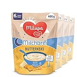 Milupa Milchbrei Butterkeks, Gute Nacht, ohne Zuckerzusatz, 4 x 400g