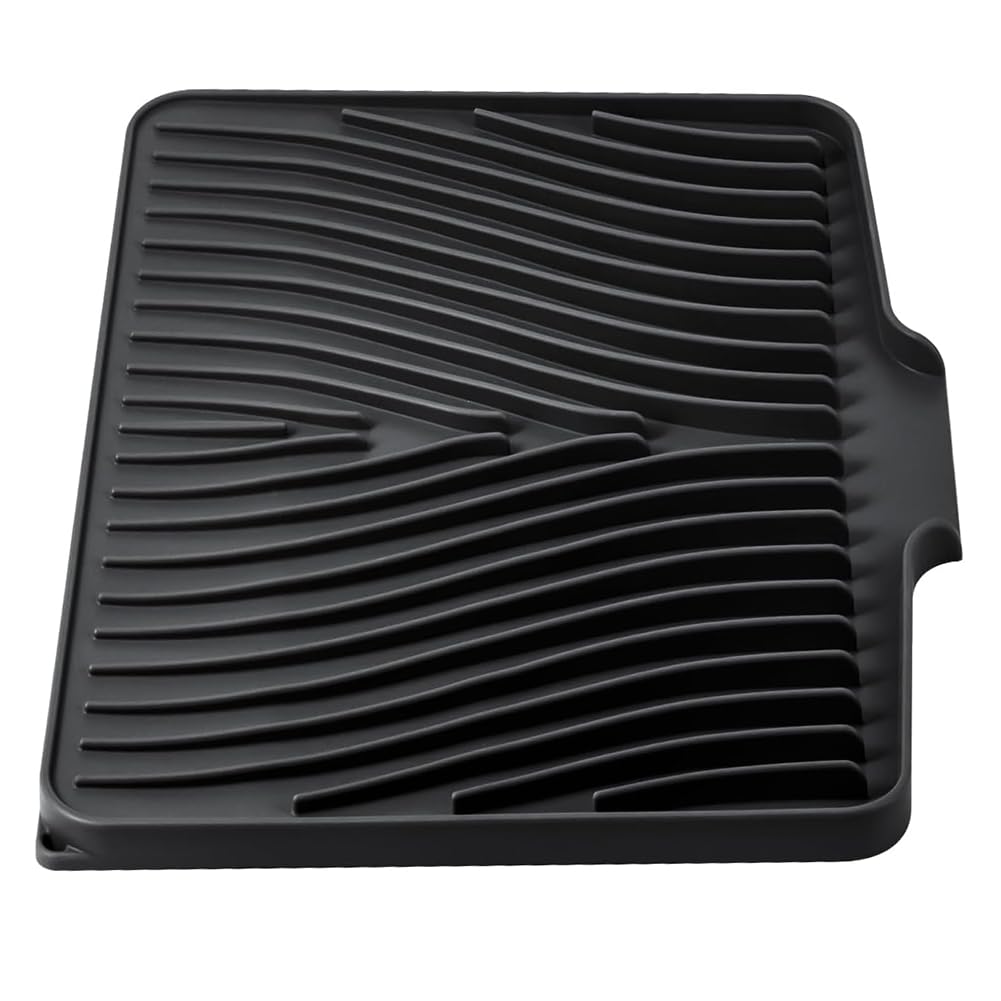 CTRLZS Dish Drying Mat with Built-in Drain Drying Mat-Silicone Non-Slip Drain Pad for Kitchen Counter, Dish Drying Pad
