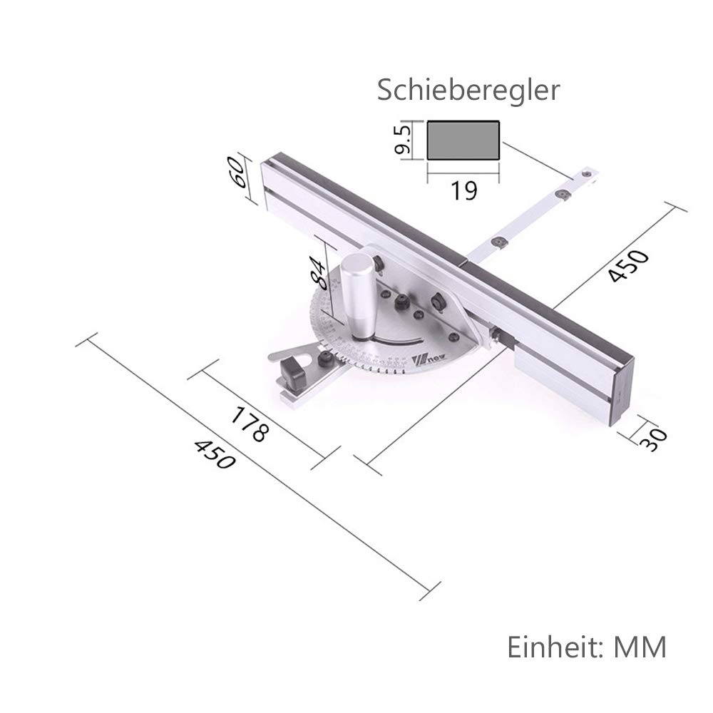 Mitra per strumento professionale Flip stop regolabile 450mm Per righello sega/accessori per segare router DHL