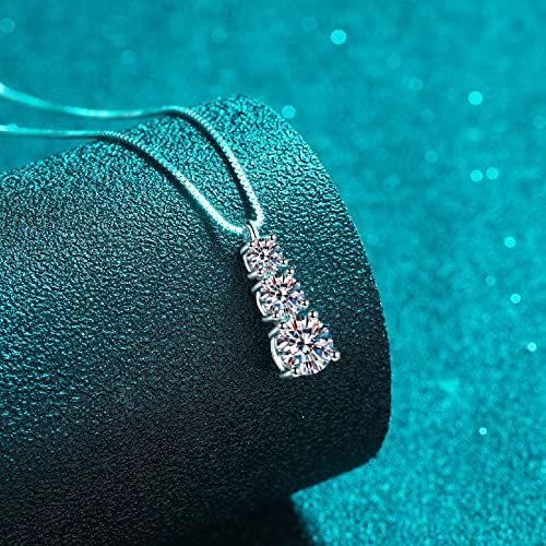Trendy Moissanite Necklace for Women 1-1.8ct T.W. Dazzling Moissanite Diamond on a Sterling Silver Chain White Gold and Rhodium Plated, Birthday Gifts for Women4