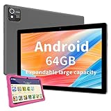JUNINKE Android Tablet, 10 inch Tablet for Kids with Case, 64GB ROM 512GB Expand, Quad-Core Processor, 1280x800 IPS Screen, GPS, WiFi, Dual Camera, Bluetooth, 6000mAh (Pink Case)