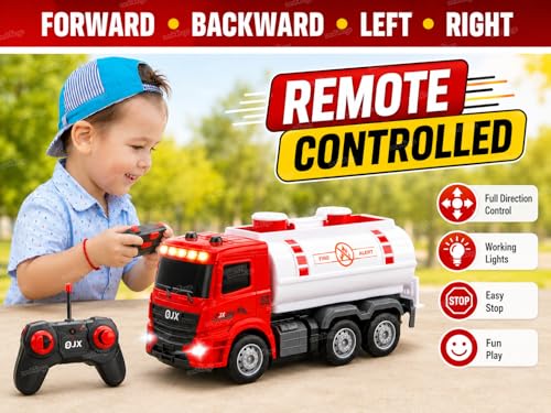 Image of Zest 4 Toyz Remote Control Truck Toy for Kids RC Truck Toy Oil Tanker with Flashing Lights Forward Backward Left Right Movement Battery Operated Vehicle Toy for Boys Girls Birthday Gift