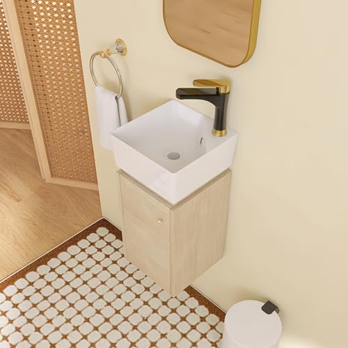 San Merah 12" Wall-Mounted Bathroom Vanity with Sink & Top